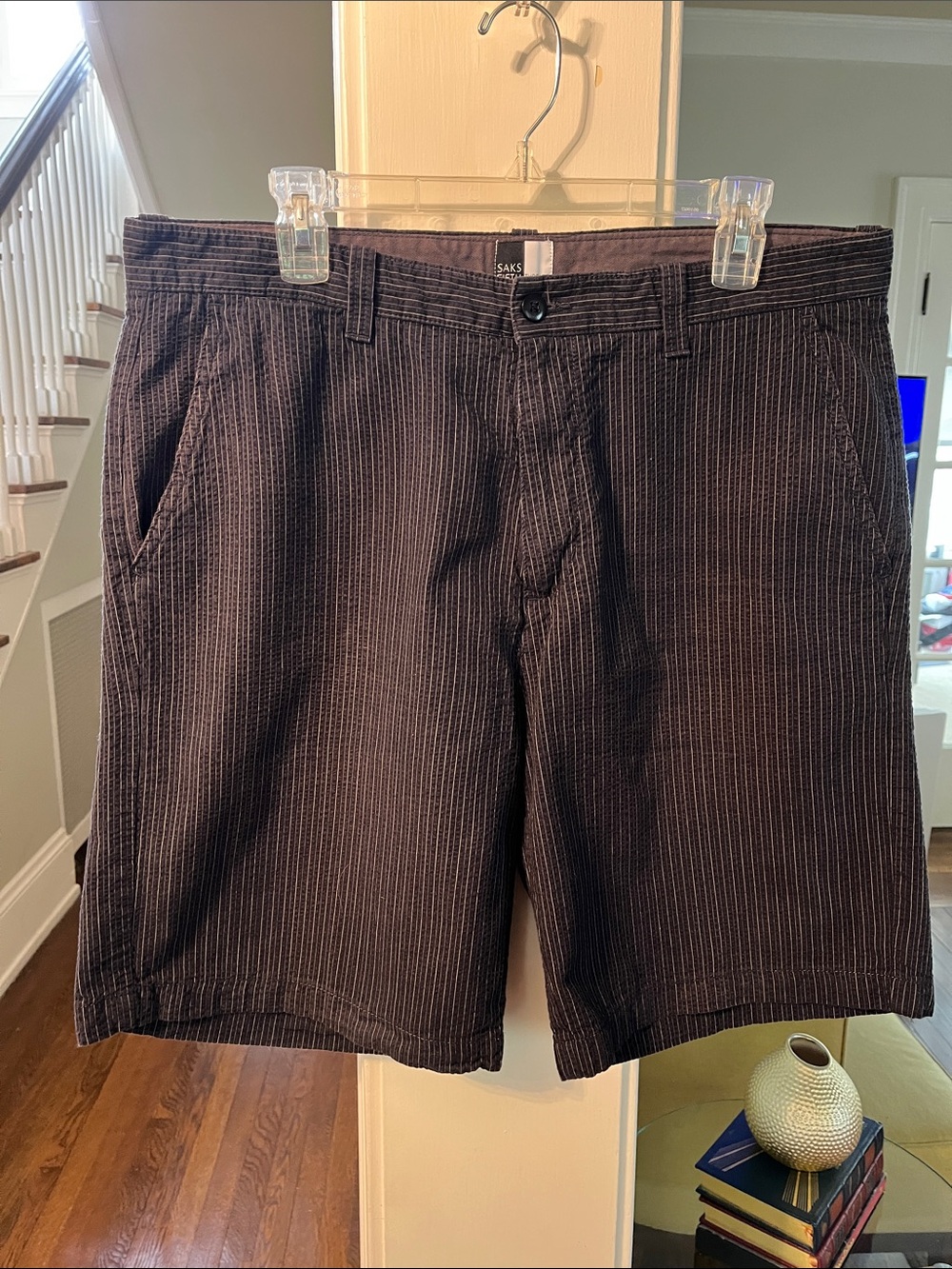 Saks Fifth Avenue Men’s Black Pinstripe Cotton Shorts